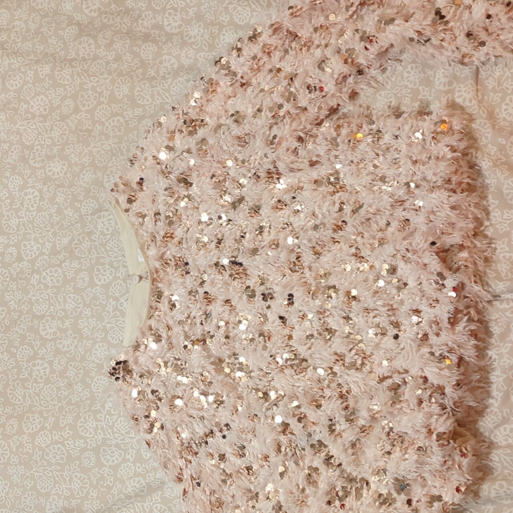 Fun Feathered And Sequin Crop Top